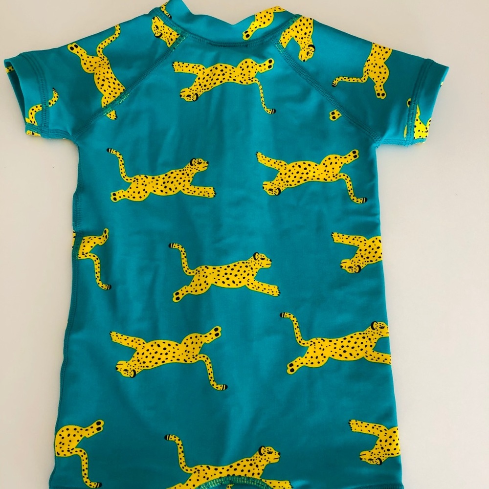 Hanna Andersson Teal and Yellow Kids Swim One Piece - Picture 6 of 7